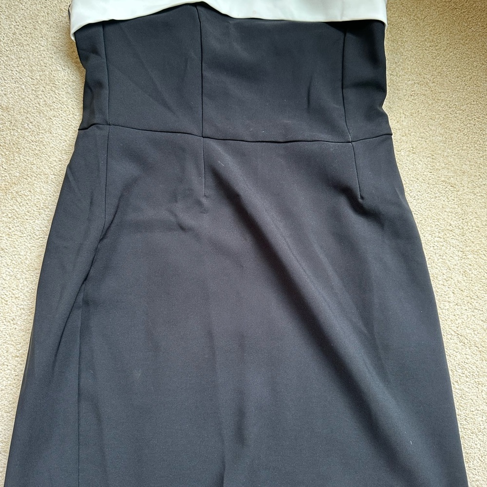 Edikted Black and White Strapless Dress